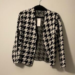 bellini Black and White Houndstooth Blazer Jacket